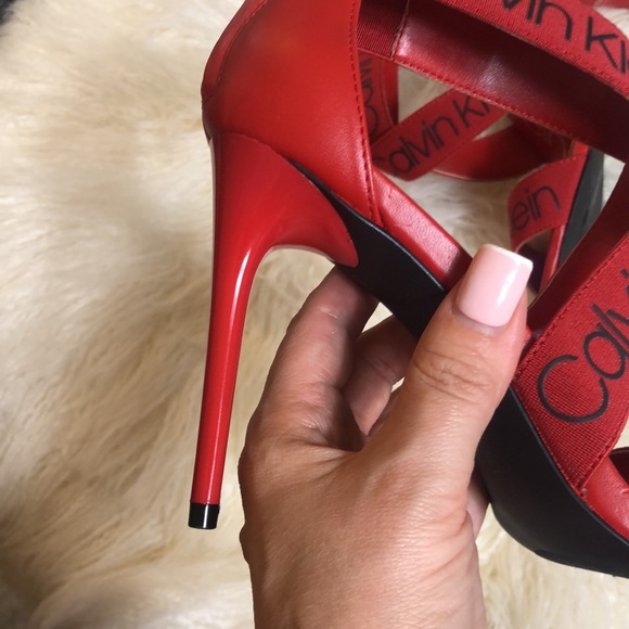 CALVIN KLEIN Red SALAS SANDALS - Picture 3 of 10